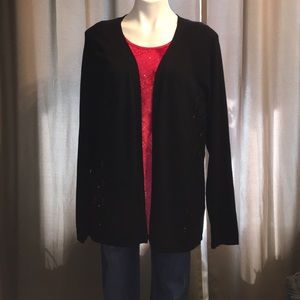 Maurice’s Black Cardigan with bonus Red Tank Sz XL